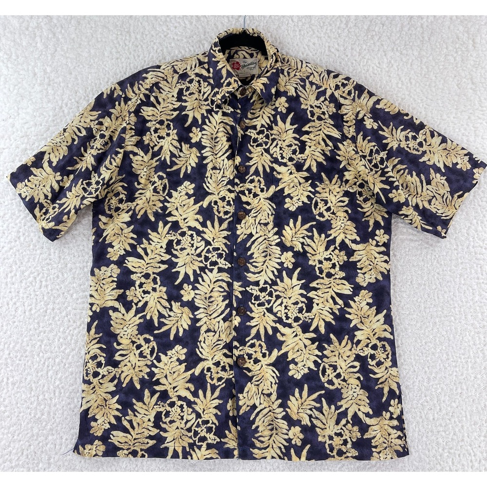 Hilo Hattie Blue Hawaiian Print Button-Up Casual Shirt Mens Short Sleeve Size S - Picture 1 of 11